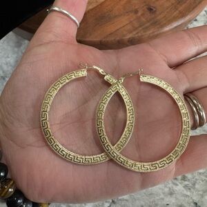 14k Gold Versace Hoop Earrings
